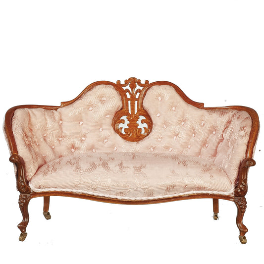 JBM Dollhouse Miniature Victorian Settee in Walnut