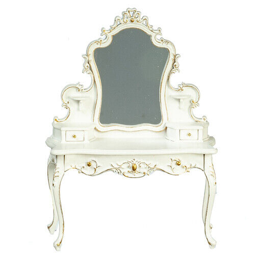 JBM Dollhouse Miniature American Late Victorian Dressing Table in White