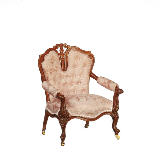 JBM Dollhouse Miniature Victorian Armchair in Walnut