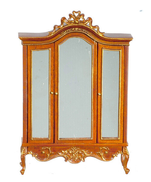 JBM Dollhouse Miniature American Late Victorian Wardrobe Walnut