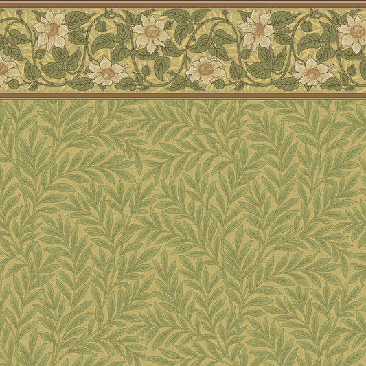 Bradbury and Bradbury Wallpaper - B.J. Talbert Clematis Frieze w/ Arbor Wall