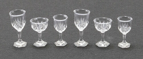 Dollhouse Miniature Clear Cut Stemware by Chrysnbon