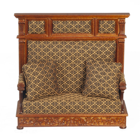 Tudor Bench in Brown and Walnut by JBM - Dollhouse Miniature