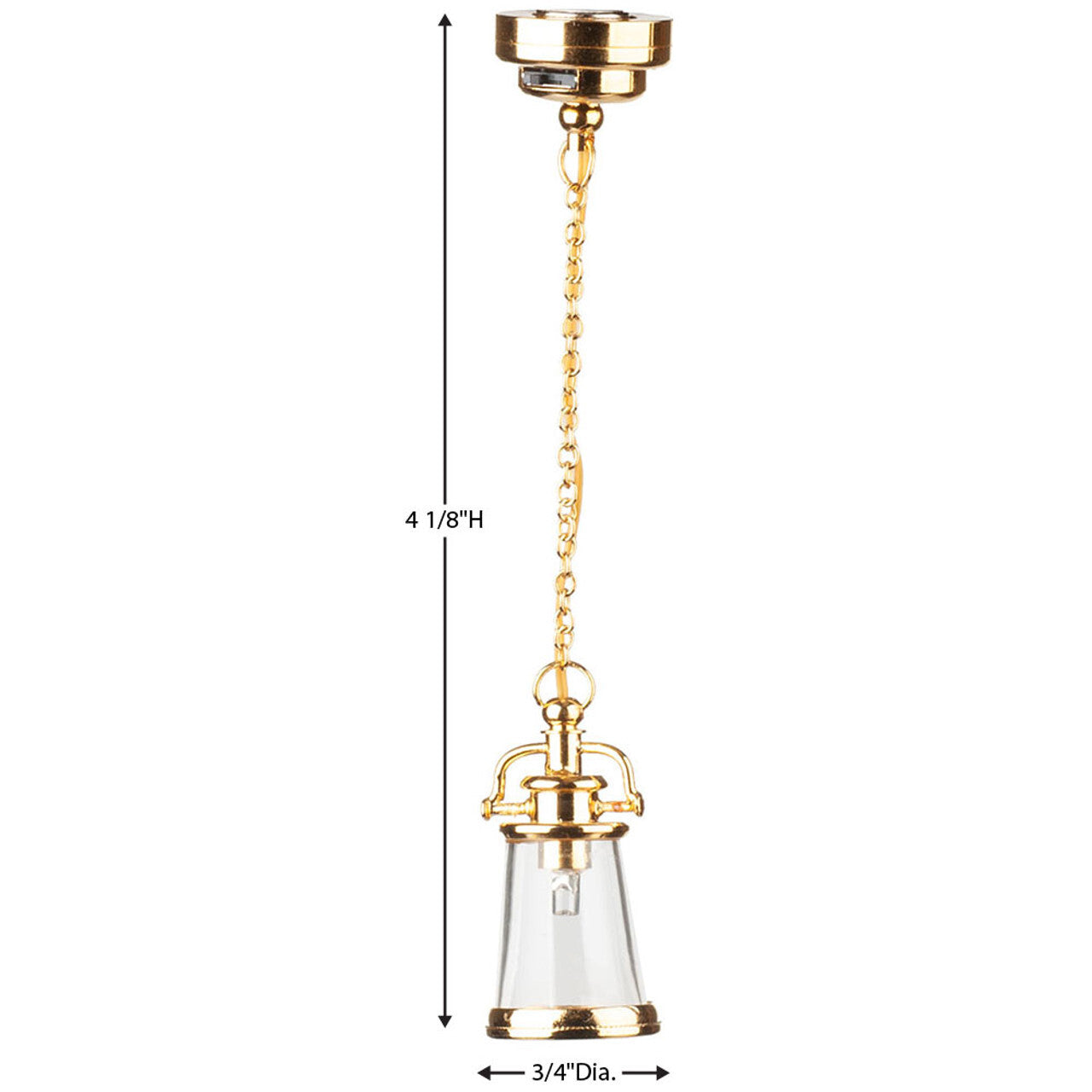 Miniature Dollhouse - Battery Light - Brass Lantern Ceiling Light