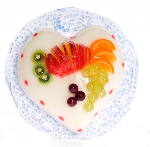Dollhouse Miniature Heart Shaped Cake with Fruit by Falcon Miniatures