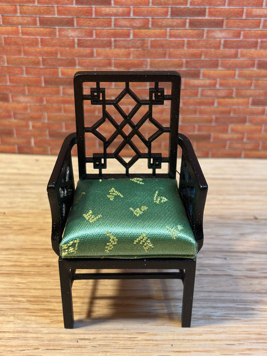 JBM Chinese Chippendale Armchair in Black - Dollhouse Miniature