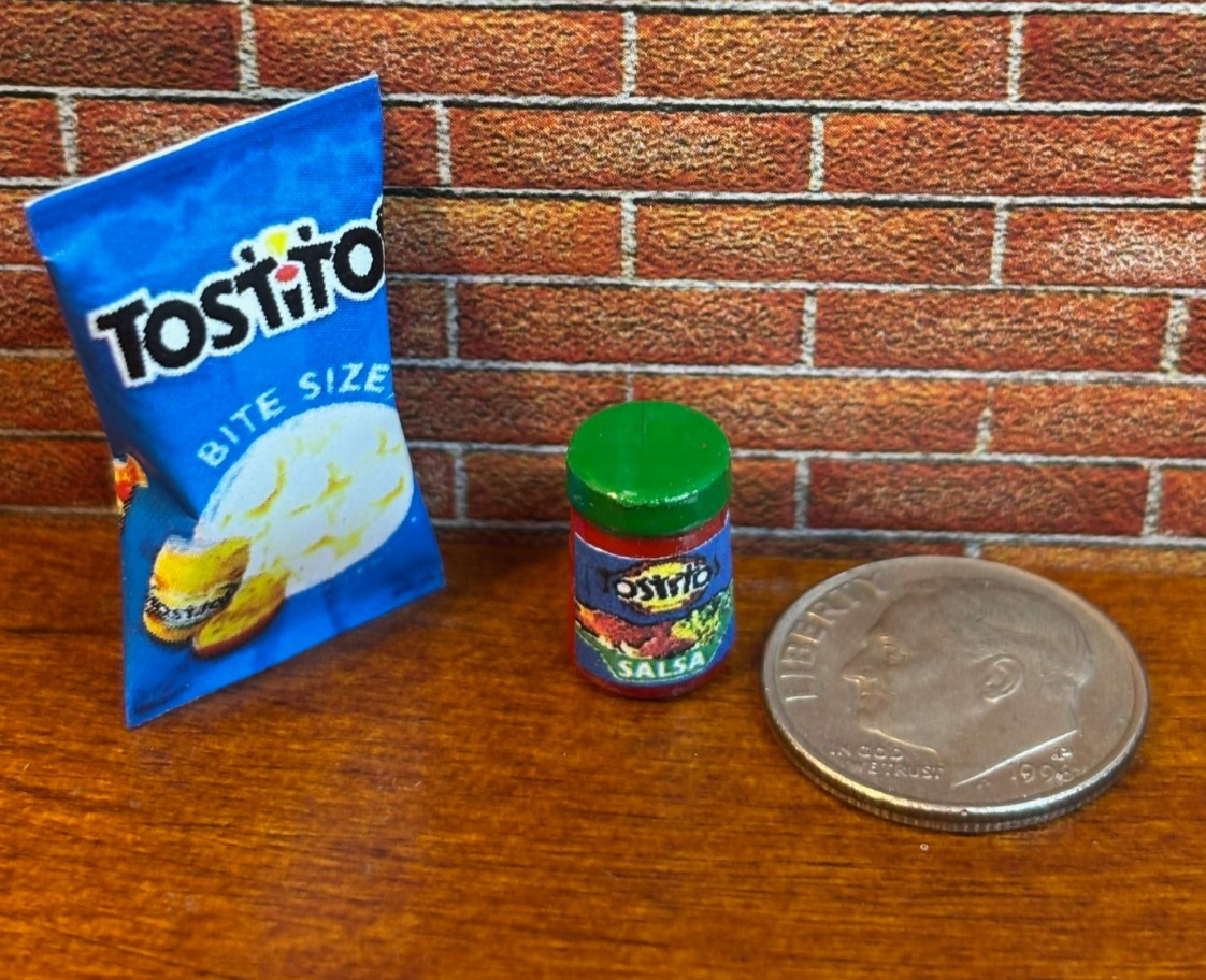 Dollhouse Miniature Tostitos and Salsa - Handcrafted