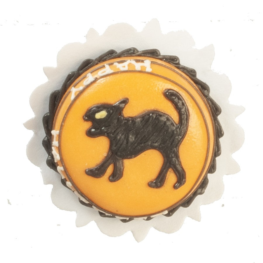 Dollhouse Miniature Halloween Cake - Black Cat