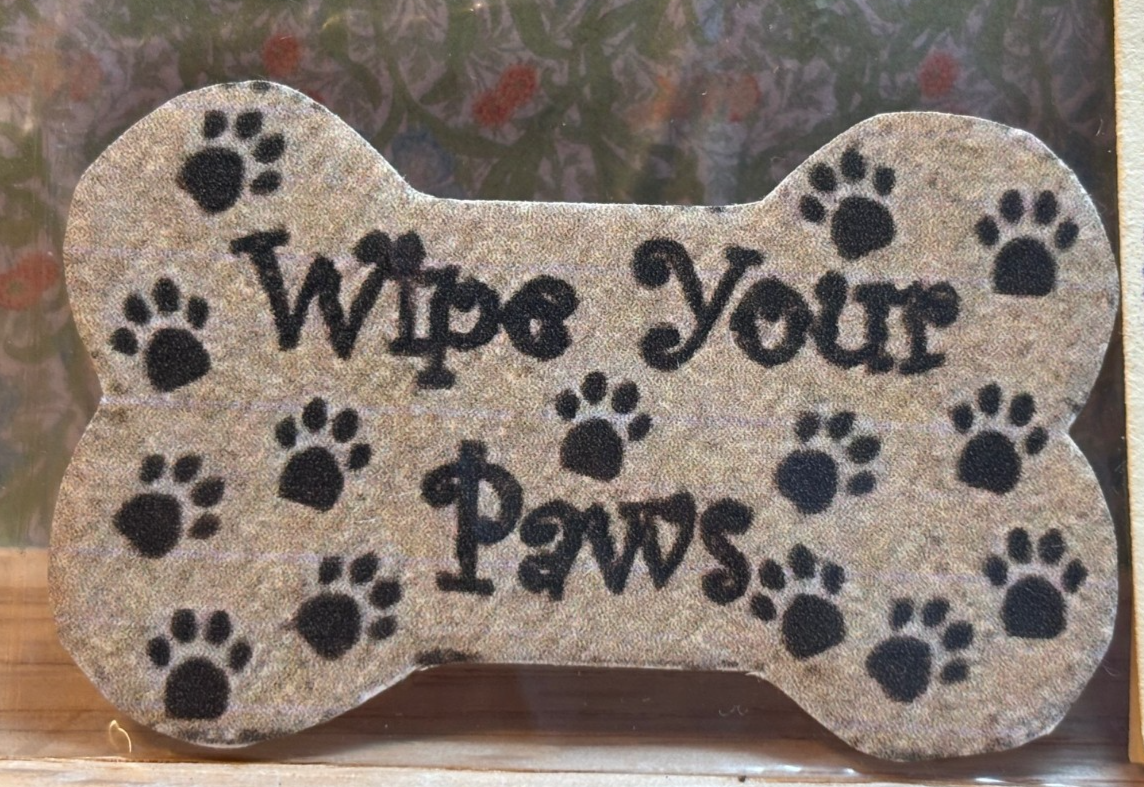 Dollhouse Miniature Welcome Mat - Wipe Yor Paws - Handcrafted