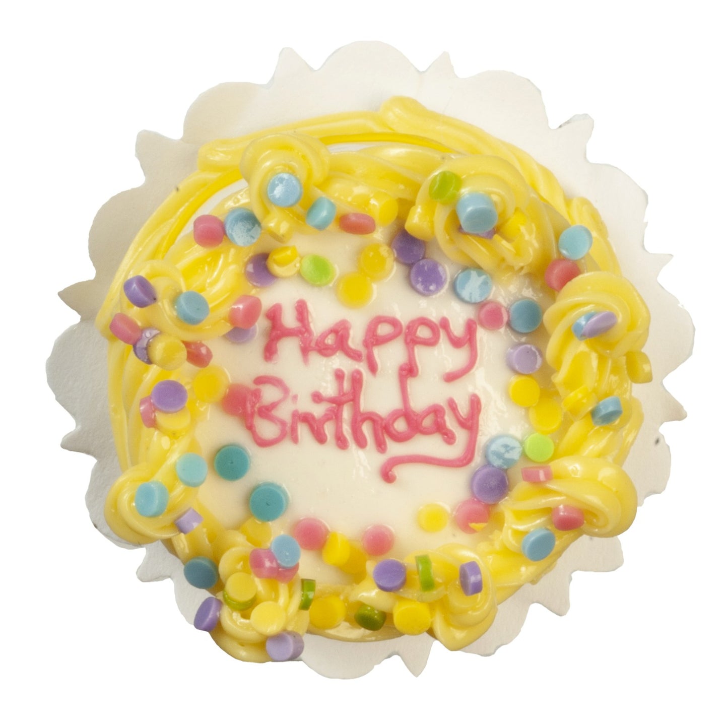 Dollhouse Miniature Happy Birthday Cake - Yellow