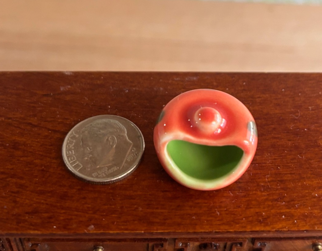 Dollhouse Miniature Glazed Ceramic Pumpkin Jar