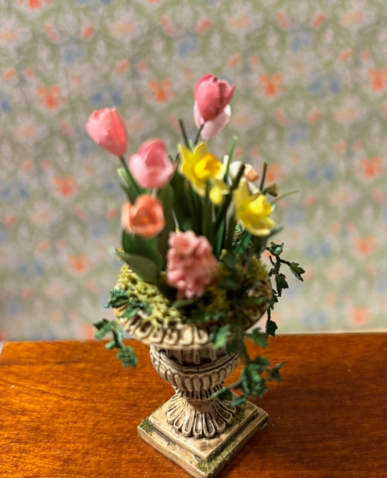 Dollhouse Miniature Spring Planter - Hyacinth Handcrafted