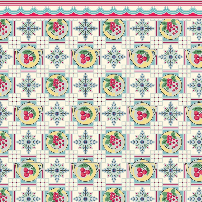 Bradbury and Bradbury Dollhouse Wallpaper - Tea Pots