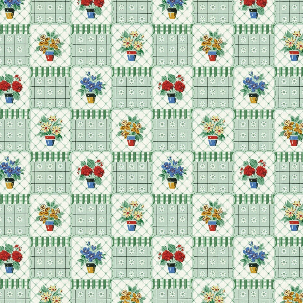 Bradbury and Bradbury Dollhouse Wallpaper - Flower Pots