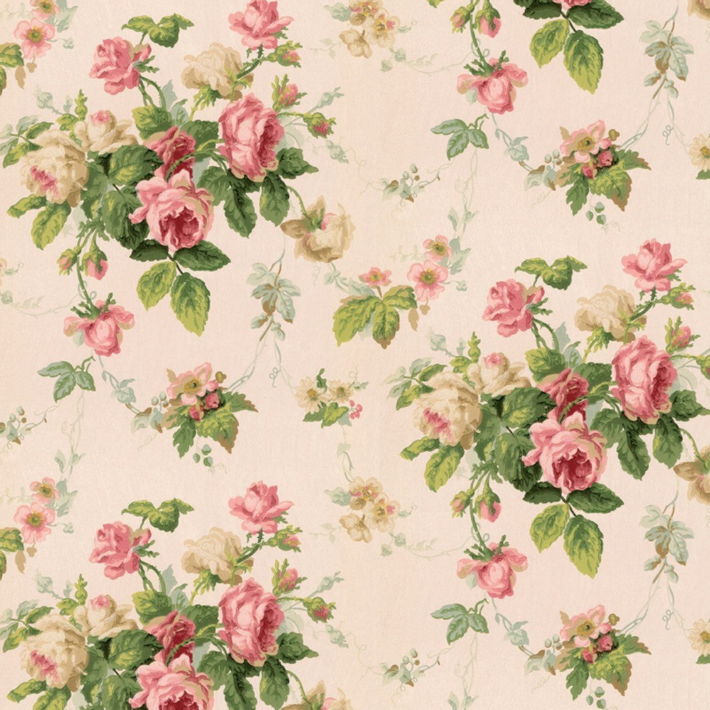 Bradbury and Bradbury Dollhouse Wallpaper - Rose Spray