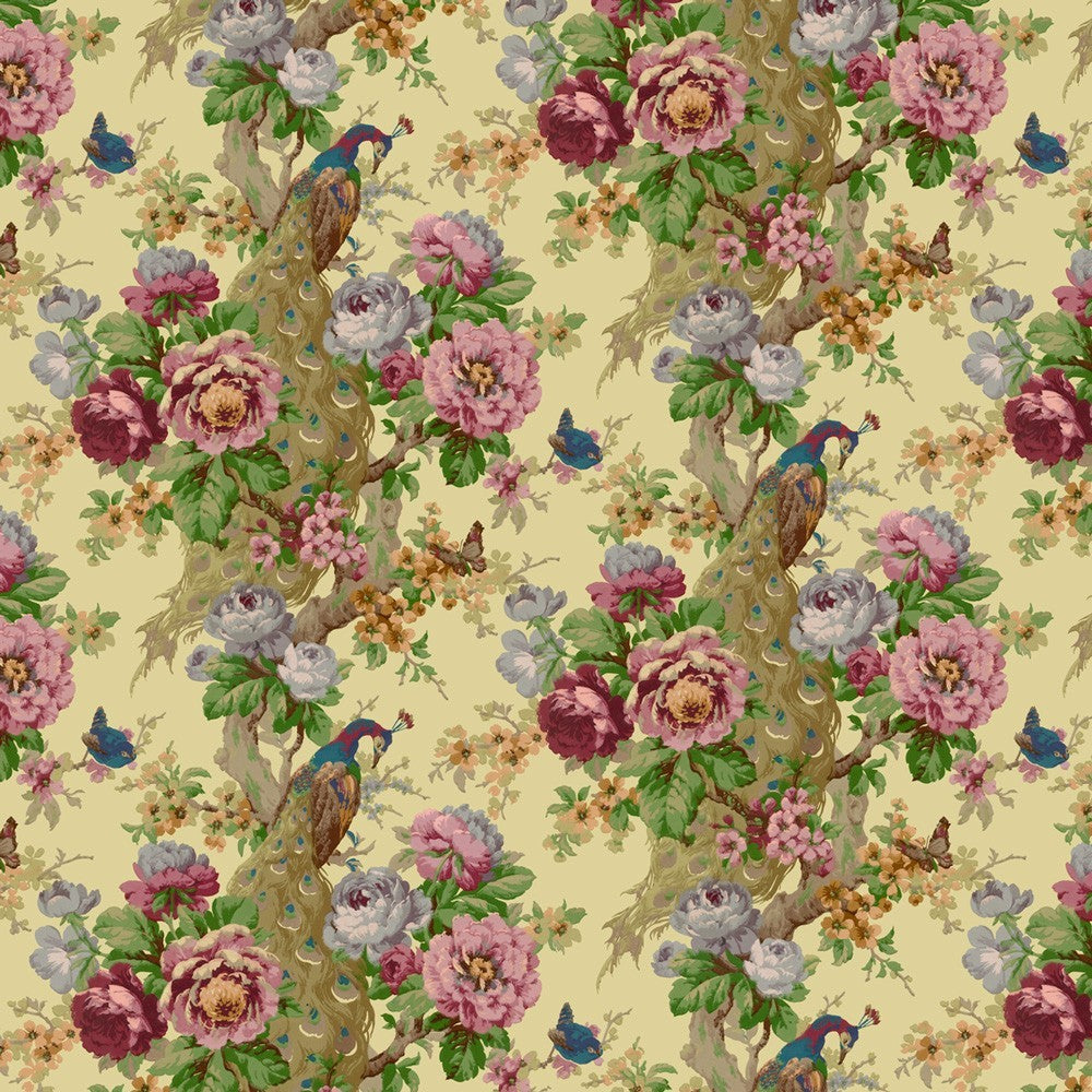 Bradbury and Bradbury Dollhouse Wallpaper - Peacock and Rose