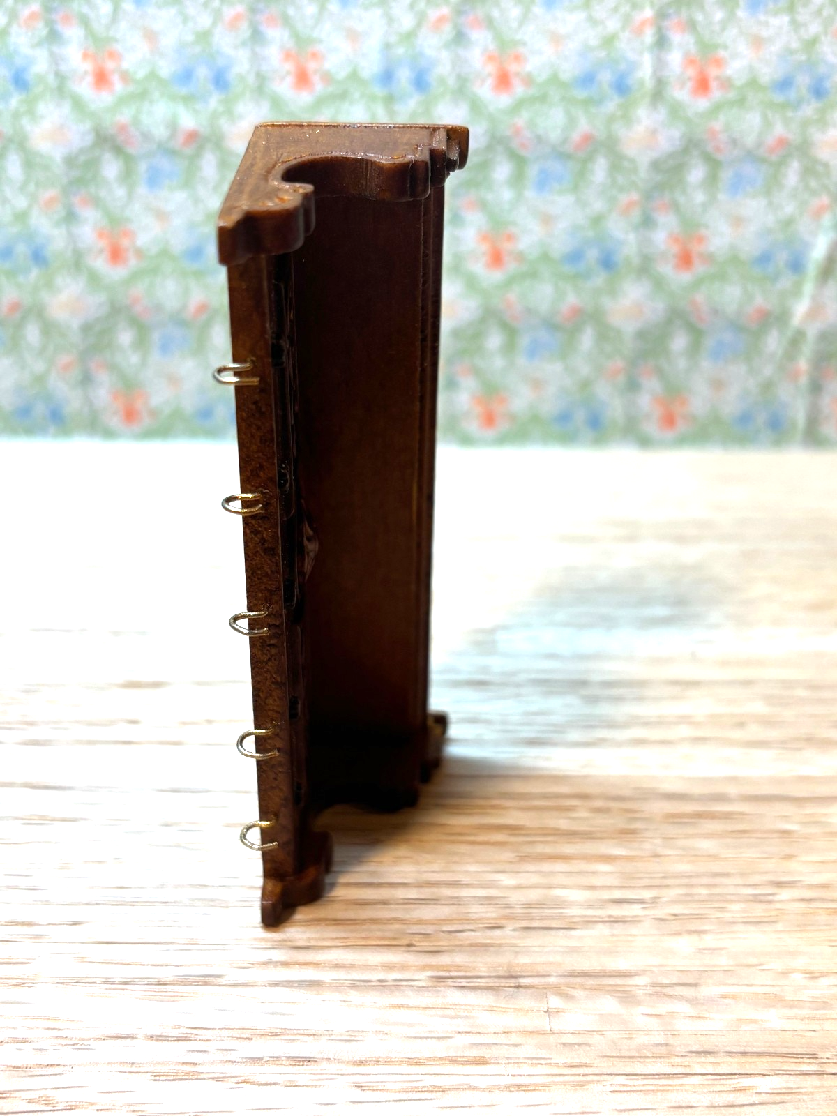 Dollhouse Miniature Walnut Shelf with Hooks by Hansson