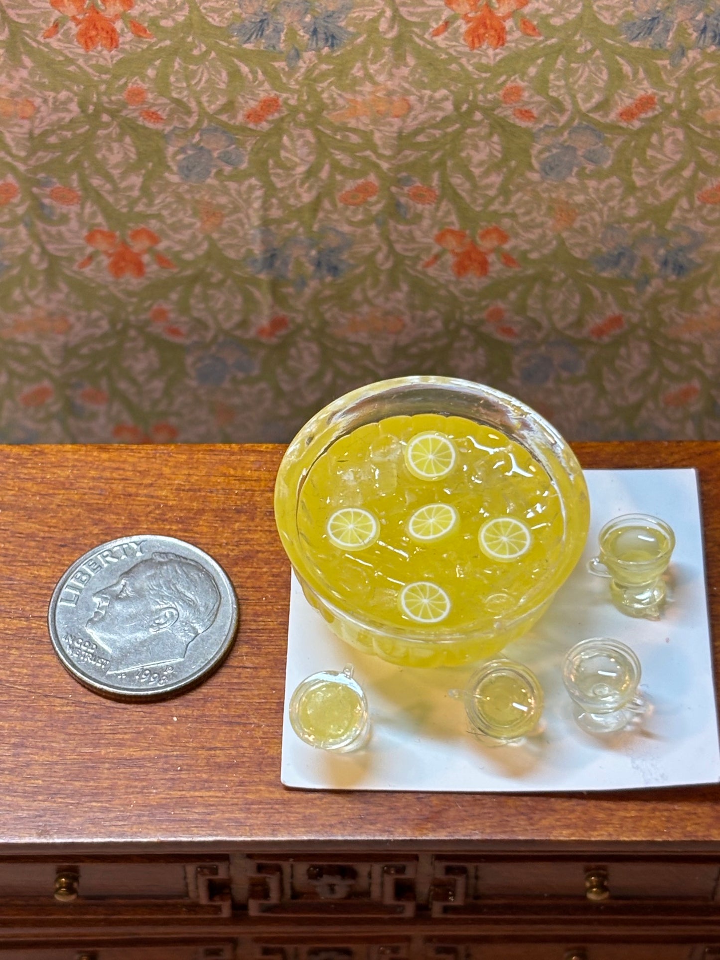 Dollhouse Miniature Punch Set with Lemonade Handcrafted