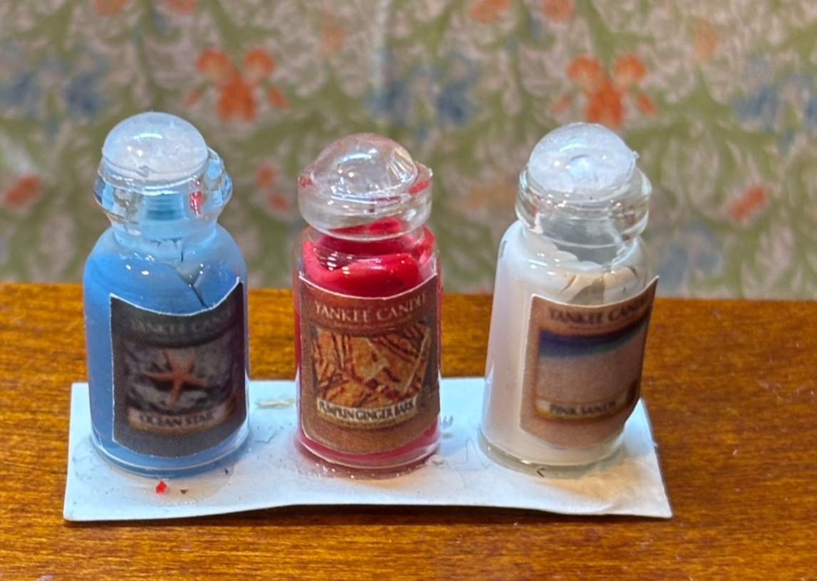 Dollhouse Miniature Yankee Candles Set #2 Handcrafted by Taylor Jade