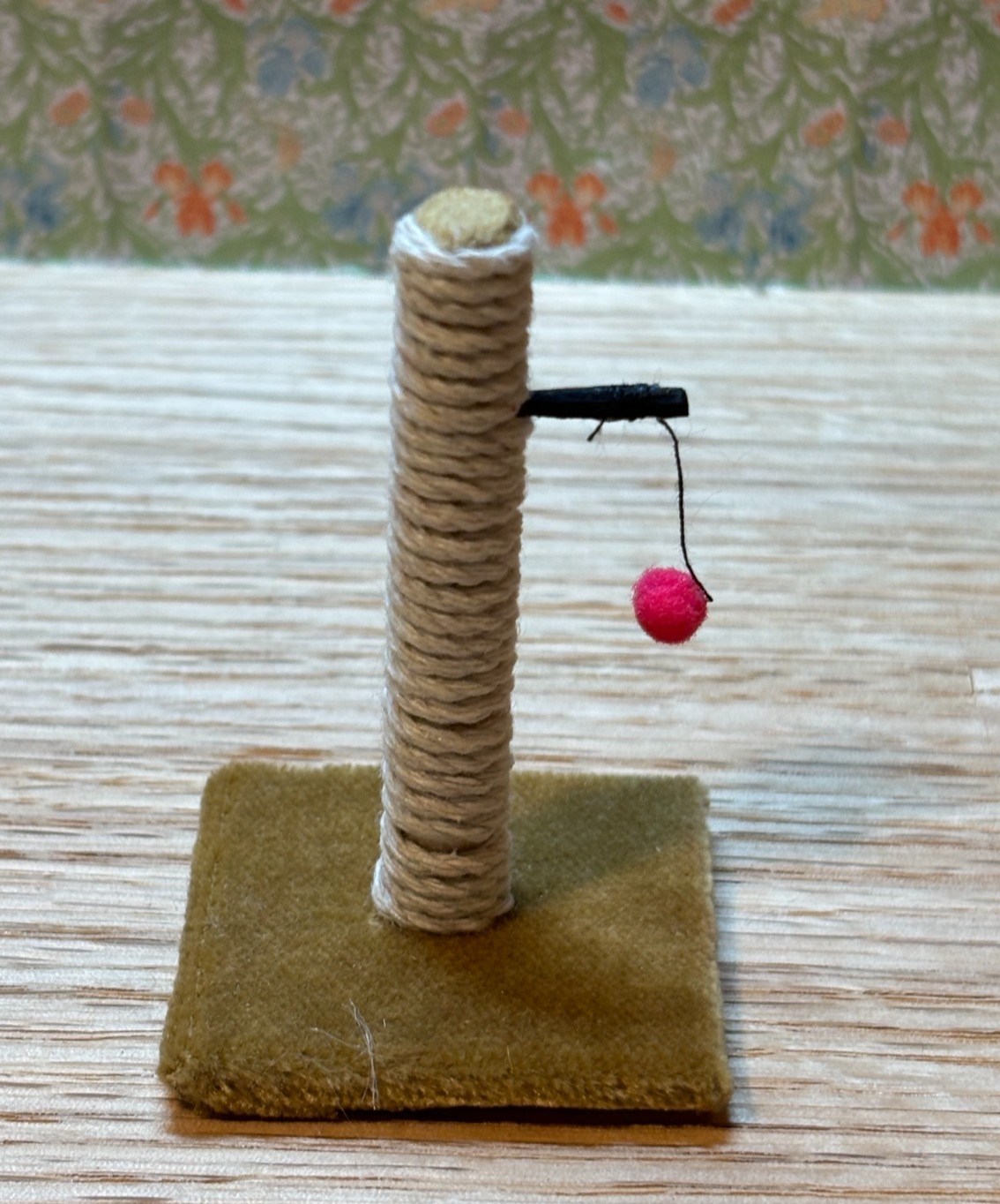 Dollhouse Miniature Cat Pole with Red Ball by Taylor Jade