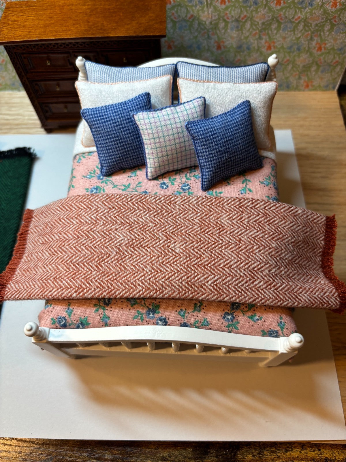 Dollhouse Miniature Red Throw