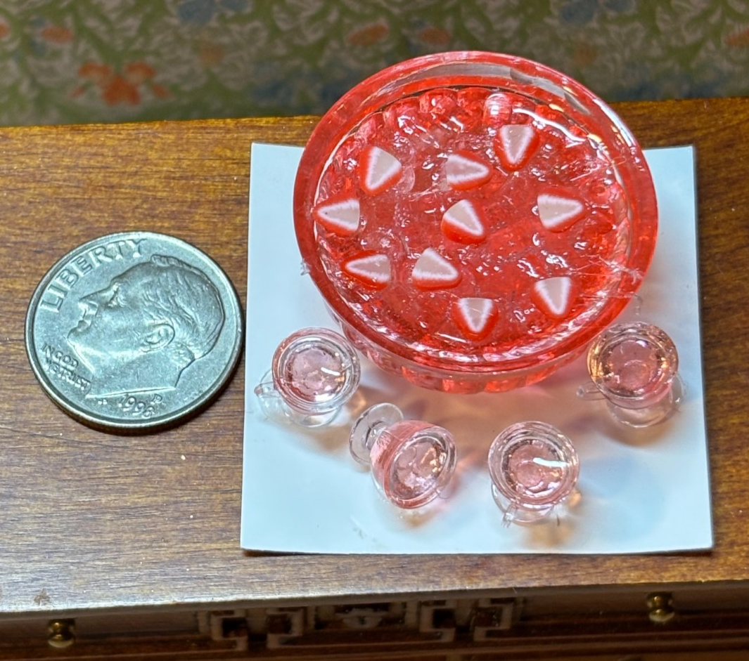Dollhouse Miniature Punch Set with Strawberries Handcrafted
