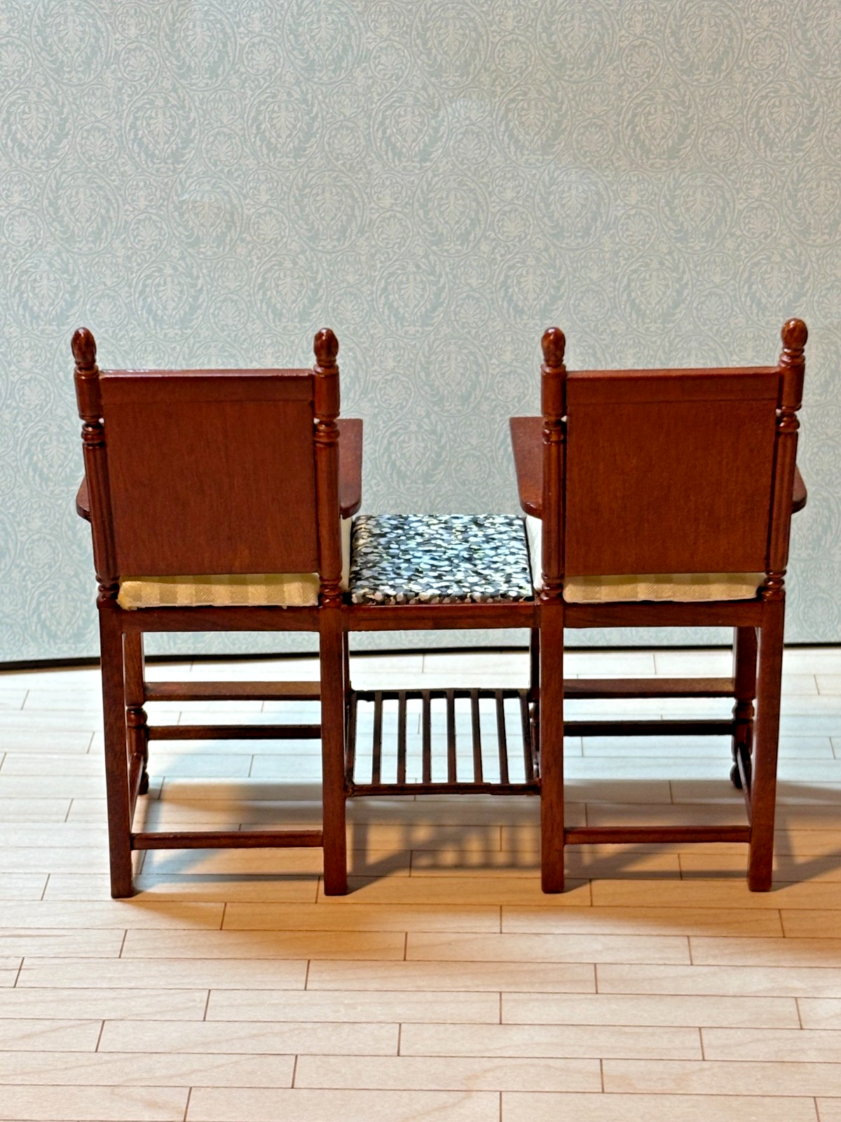 Dollhouse Miniature Walnut Double Chair by Hansson