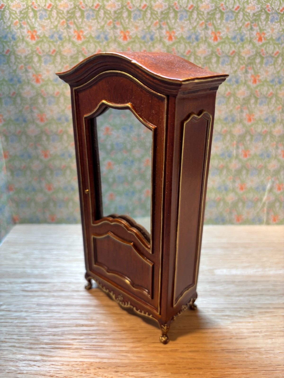 Dollhouse Miniature Walnut and Gold Wardrobe by Hansson