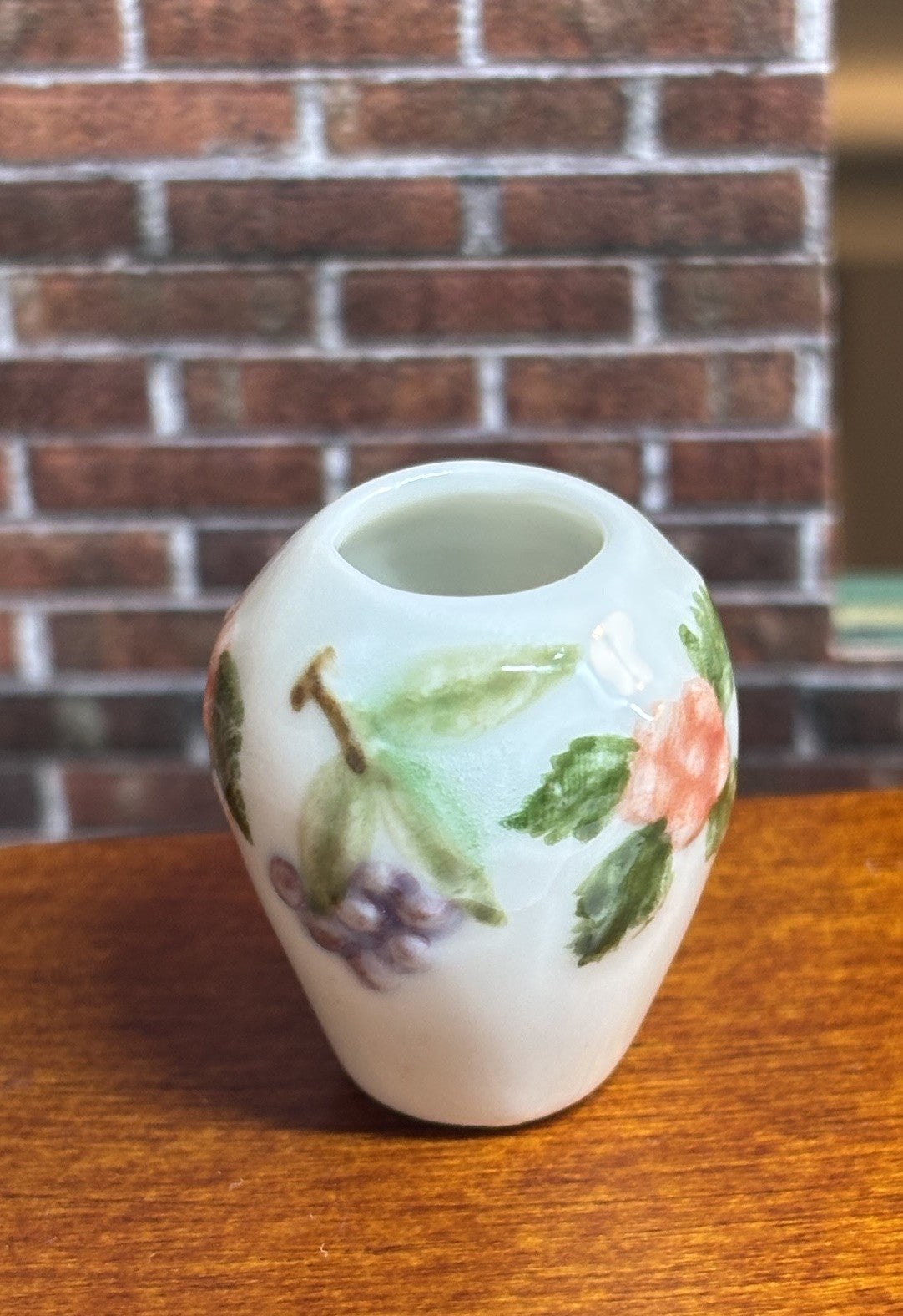 Dollhouse Miniature Porcelain Grape Vase by Falcon Miniatures