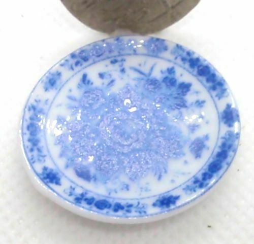 Dollhouse Miniature Blue and White Round China Platter