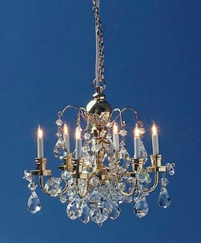 6-Up Arm Crystal Chandelier for Miniature Dollhouse - 12V electric