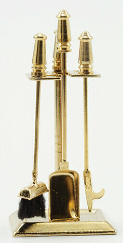 Dollhouse Miniature Brass Fireplace Accessories Set of 4
