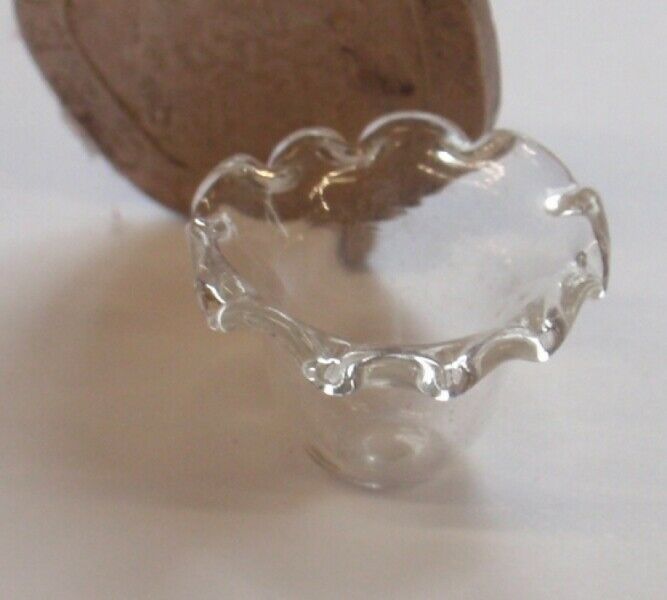 Dollhouse Miniature Clear vase with Fluted Edges
