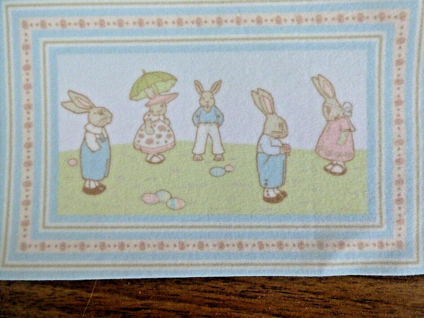 Dollhouse Miniature Brodnax Bunny Parade Rug 1:24 Scale