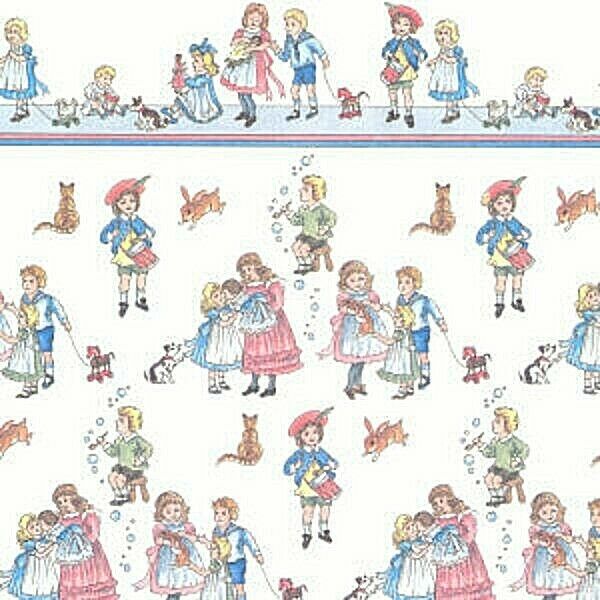 Wallpaper Country Children on White, by Jackson Miniatures