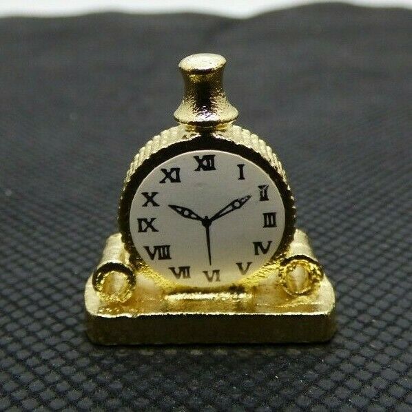 Dollhouse Miniature Gold Mantel Clock