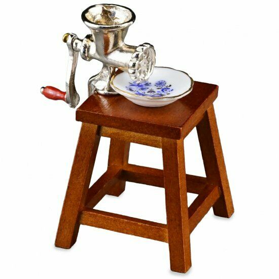 Reutter Porcelain - Dollhouse Miniature Blue Onion Meat Grinder