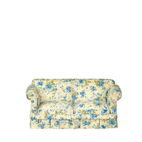 Country Style Sofa in Blue Floral by JBM - Dollhouse Miniature
