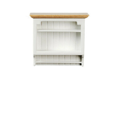 Dollhouse Miniature Kitchen Shelf in White and Oak