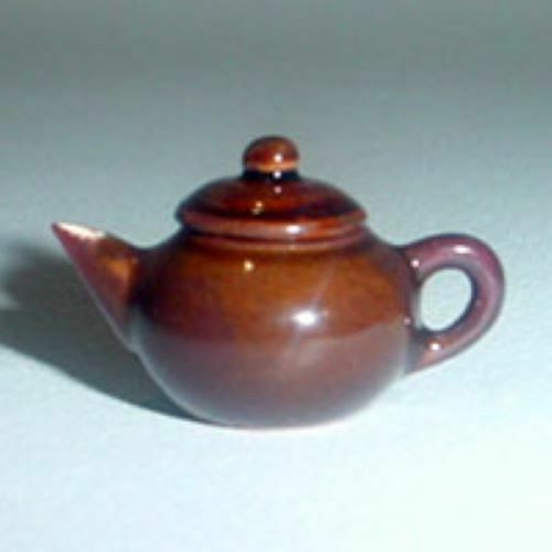 Dollhouse Miniature Brown China Tea Pot - Imported