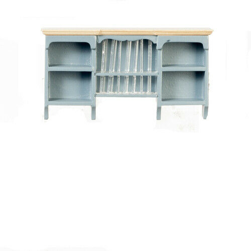 Dollhouse Miniature Kitchen Plateholder in Blue and Oak