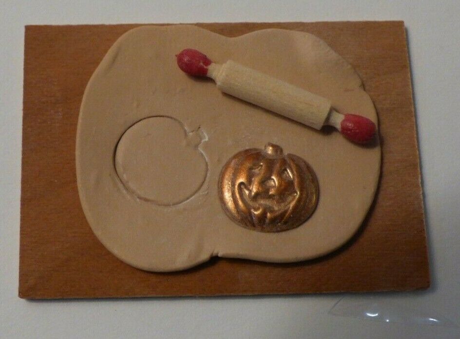 Dollhouse Miniature "Making Pumpkin Cookies"  - Handcrafted