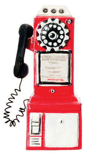 Dollhouse Miniature 1950's Pay Phone Red