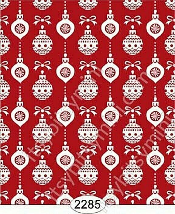 Dollhouse Miniature Wallpaper - Christmas Ornaments Red 1:12 Scale