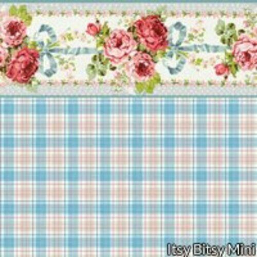 Dollhouse Miniature Wallpaper - Penelope Plaid Blue  1:12 Scale
