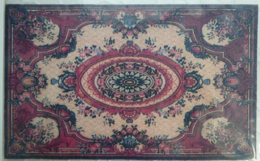 Dollhouse Miniature Floral Aubusson Printed Printed Rug