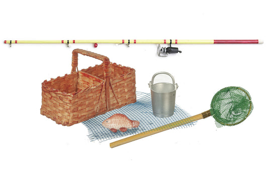 Dollhouse Miniature Fishing Basket Set