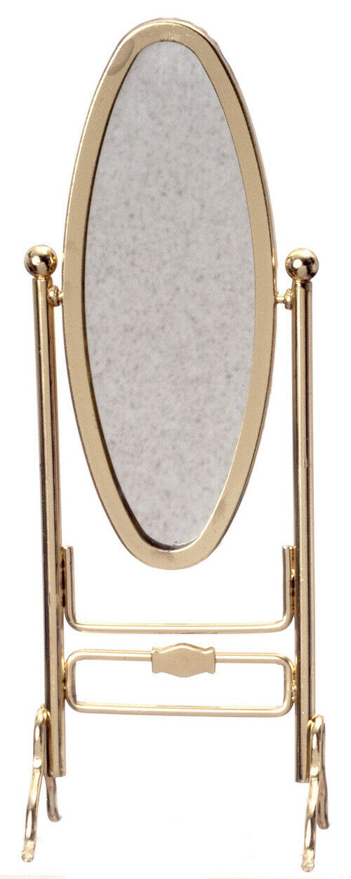 Dollhouse Miniature Brass Cheval Mirror