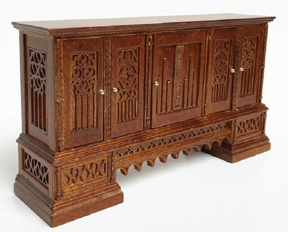 JBM Dollhouse Miniature Jacobean Credenza in Walnut