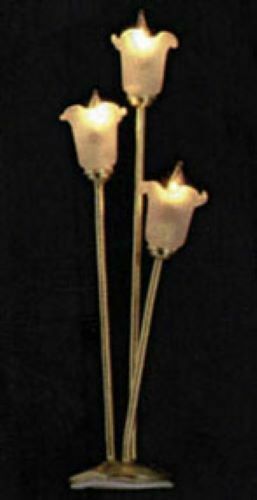 Dollhouse Miniature 3 Arm Tulip Shade Floor Lamp 12V